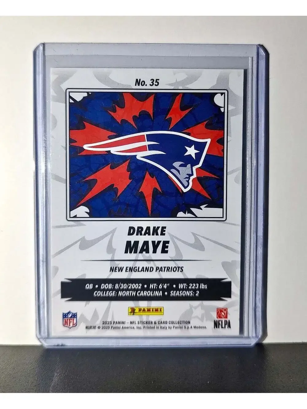 Drake Maye 2025 Panini NFL #35 Foil Sticker Card New England Patriots
